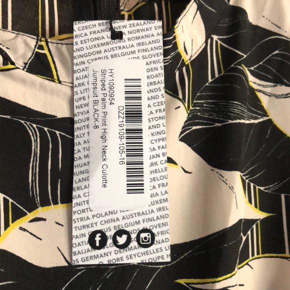 Striped Palm Print High Neck Culotte Jumpsuit SZ 4 - Picture 7 of 8